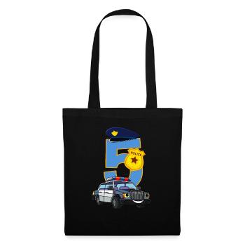 5. Geburtstag Polizist T-Shirt 5 Jahre Polizei - Stoffbeutel - Schwarz - Vorne