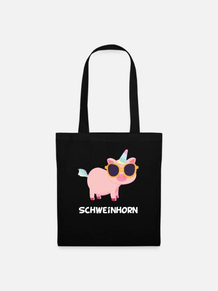 Schweinhorn Schwein Einhorn Tshirt - Stoffbeutel - Schwarz