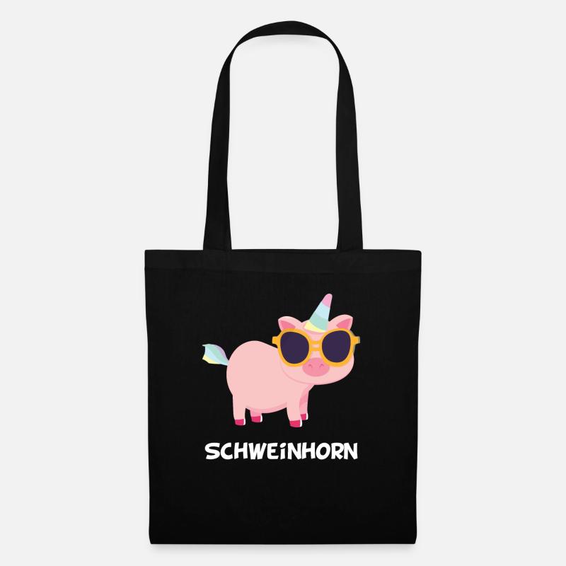 Schweinhorn Schwein Einhorn Tshirt - Stoffbeutel - Schwarz