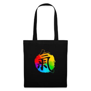Belle T-shirt Qi Gong avec police Yin Yang coloré - Sac en tissu - noir - Devant