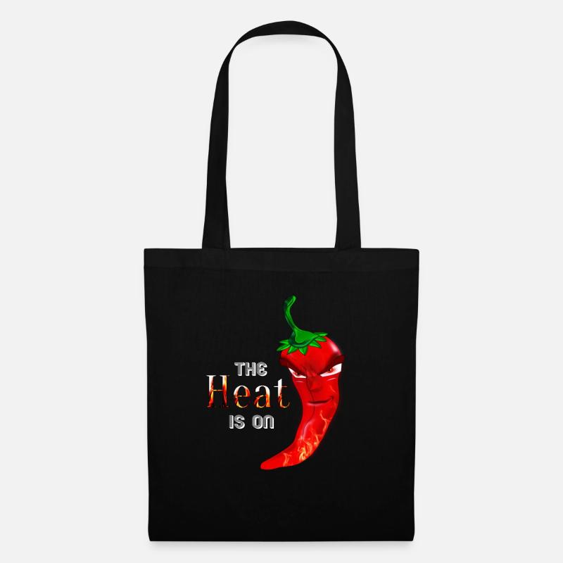 hot chilli pepper the heat is on pepperoni scharf - Stoffbeutel - Schwarz