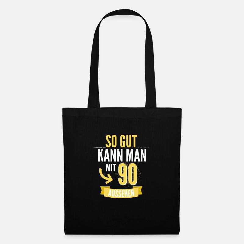 90. Geburtstag Geschenk - Stoffbeutel - Schwarz