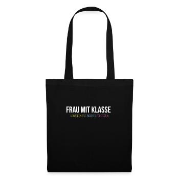 Lehrerin - Geschenk für Frau mit Klasse - Stoffbeutel - Schwarz - Vorne