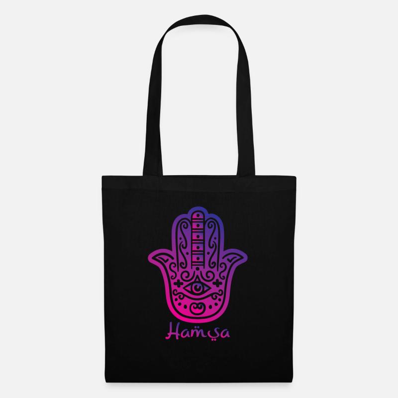Hamsa Hand der Fatima - Stoffbeutel - Schwarz