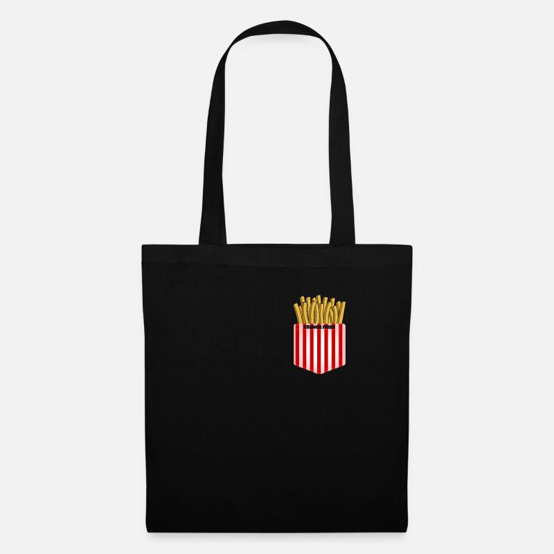 Pommes Fritten Tasche Brusttasche - Stoffbeutel - Schwarz