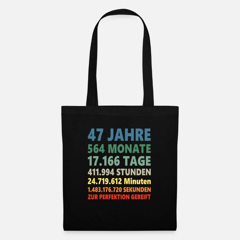 47ter Geburtstag 47 Jahre Geschenk - Stoffbeutel - Schwarz