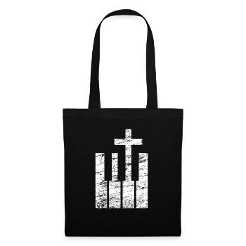 Clavier et croix - Musicien chrétien - Sac en tissu - noir - Devant