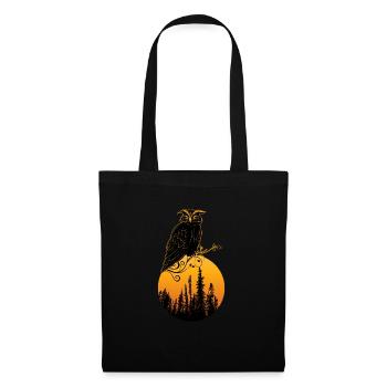 Idée cadeau mignon oiseau hibou - Sac en tissu - noir - Devant