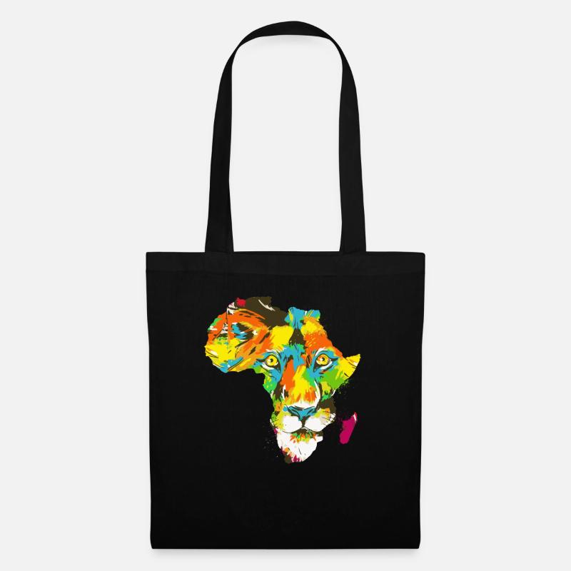 Roar Africa Karte Löwengesicht Reggae Rasta Geschenk - Stoffbeutel - Schwarz