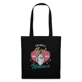 Loup - Sac en tissu - noir - Devant