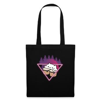 Bongo Cat Meme Retro 80s Vaporwave Outrun - Sac en tissu - noir - Devant