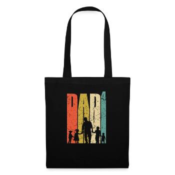 Dad hoch 4 Vater 4 Kinder vierfacher Papa Geschenk - Stoffbeutel - Schwarz - Vorne