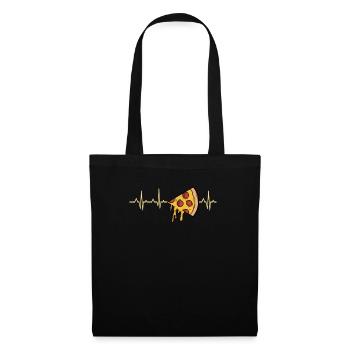 Pizza Funny Pepperoni Pizza Heartbeat EKG Food - Tote Bag - black - Front