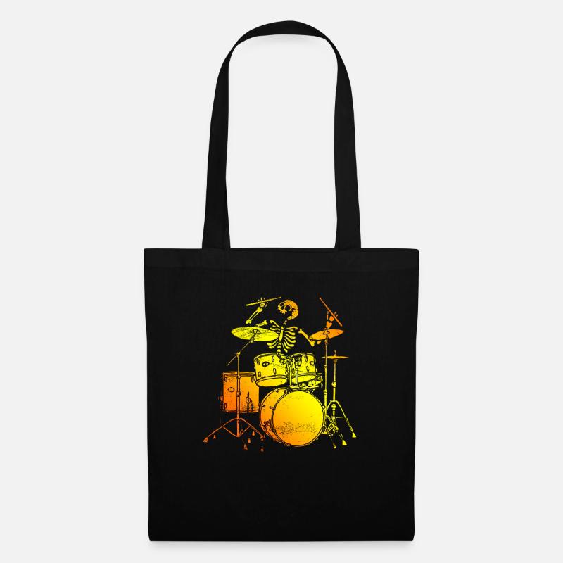 Skelet drummer drums drummers Halloween - Tote Bag - black