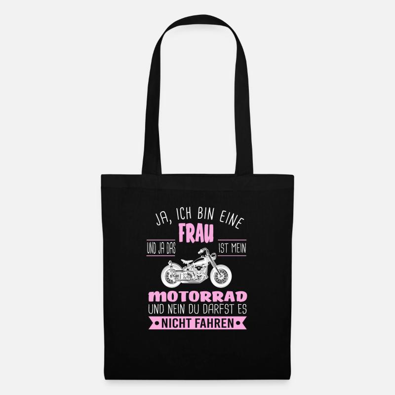 Motorrad Motorräder Bikerin Geschenkidee - Stoffbeutel - Schwarz