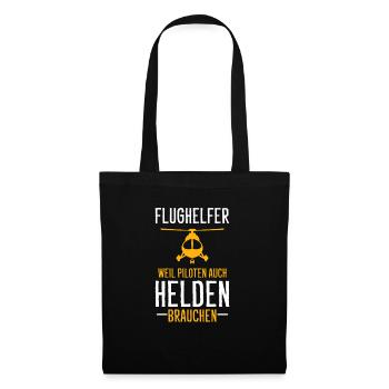 Flughelfer Hubschrauber Helikopter Flugbegleiter - Stoffbeutel - Schwarz - Vorne