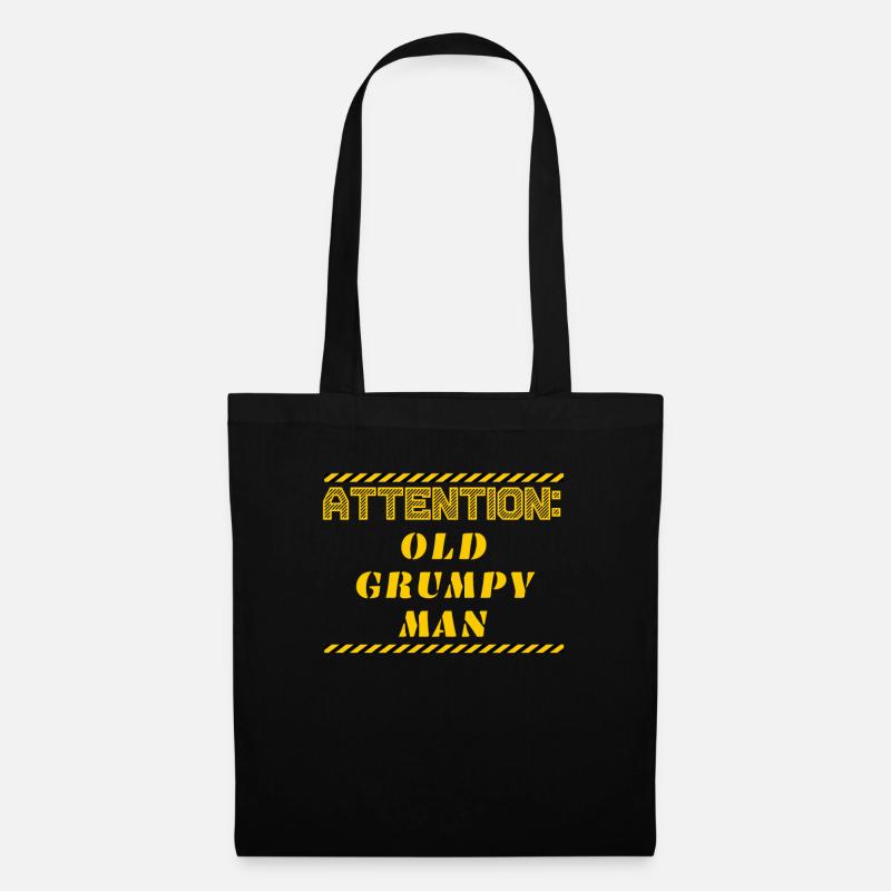 Attention old grumpy man - Tote Bag - black