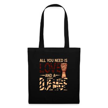 Djembe Alles Was Du Brauchst Ist Liebe Eine Jembe - Stoffbeutel - Schwarz - Vorne