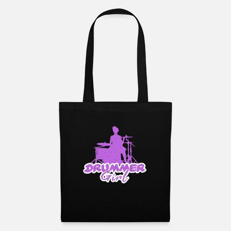 Cooles Schlagzeug Drummer Girl Geschenk - Stoffbeutel - Schwarz