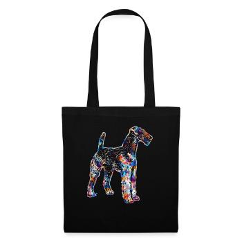 Airedale Terrier Geometrische Hemden - Stoffbeutel - Schwarz - Vorne