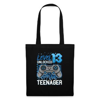 Niveau 13 Unlocked 13 ans Gamer Gamer Garçon - Sac en tissu - noir - Devant