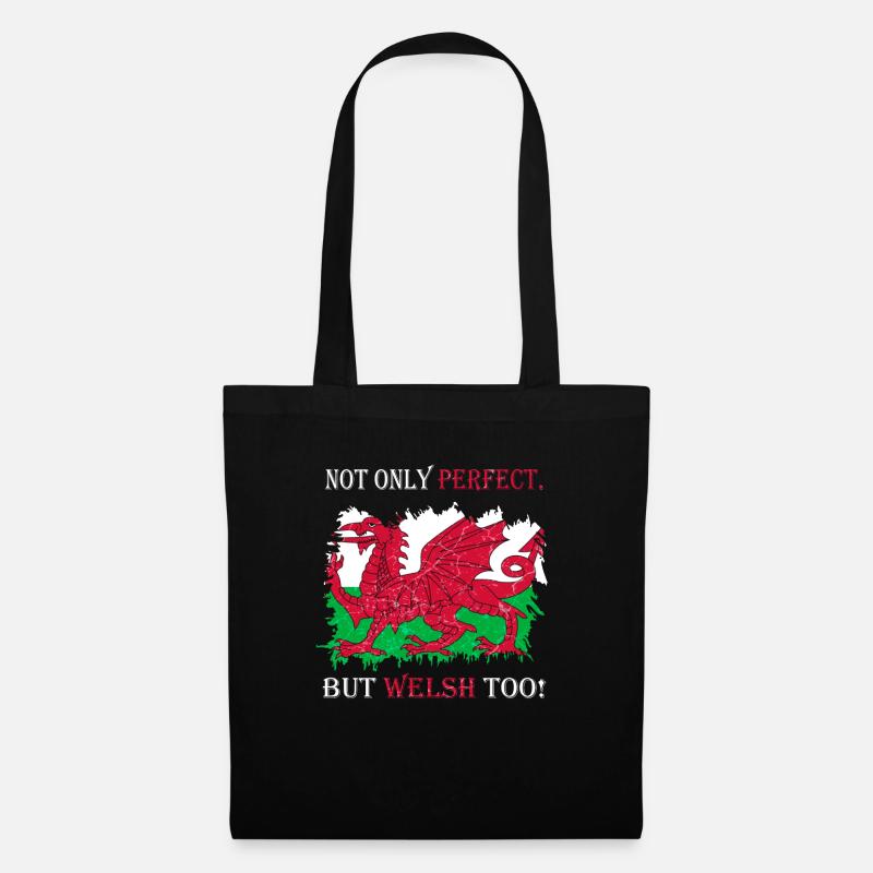 Wales Flagge St Davids Day Cymraeg Waliser Wappen - Stoffbeutel - Schwarz