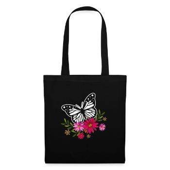 Butterfly With Flowers - Tote Bag - black - Front