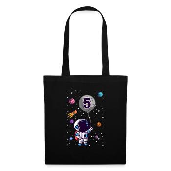 Astronaut 5. Geburtstag Weltraum Für Jungen - Stoffbeutel - Schwarz - Vorne