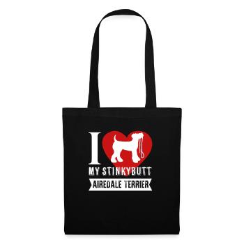 Airedale Terrier Ich liebe meinen Stinkybutt - Stoffbeutel - Schwarz - Vorne