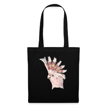 Papagei Kakadu Punk Vogel Geschenk - Stoffbeutel - Schwarz - Vorne