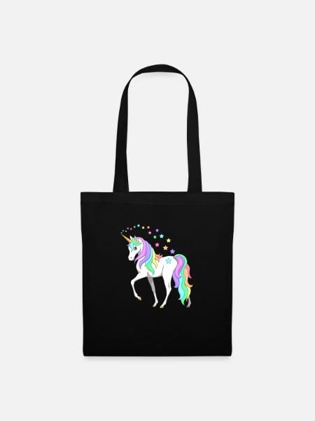 Unicorn / Einhorn im Sternenzauber - Stoffbeutel - Schwarz