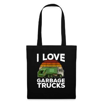 I Love Garbage Trucks graphic Kids Toddler City - Tote Bag - black - Front