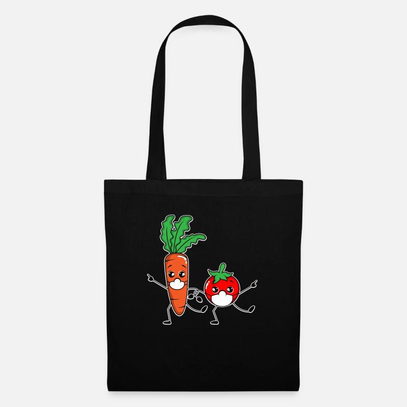 Dancing vegetables with mask vegeterian Vegan Tee - Stoffbeutel - Schwarz