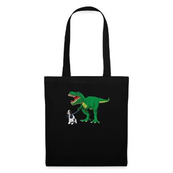 Netter T Rex Dinosaurier Hund Walking Cocker Spaniel Boy - Stoffbeutel - Schwarz - Vorne