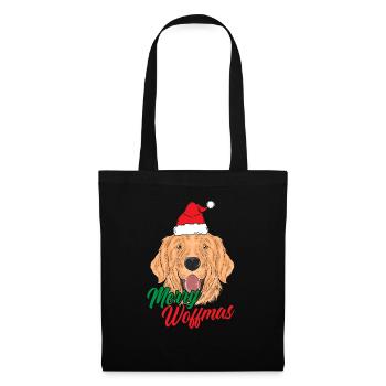 Merry Woffmas - Heiraten Weihnachtshund - Stoffbeutel - Schwarz - Vorne