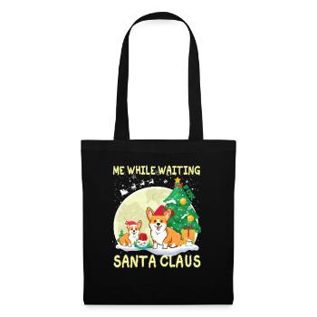 Corgi moi en attendant le Père Noël - Sac en tissu - noir - Devant