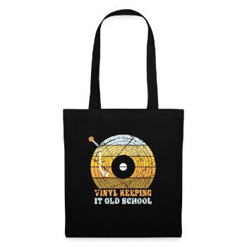 Vinyl Schallplatten Plattenspieler Old School LPs - Stoffbeutel - Schwarz - Vorne