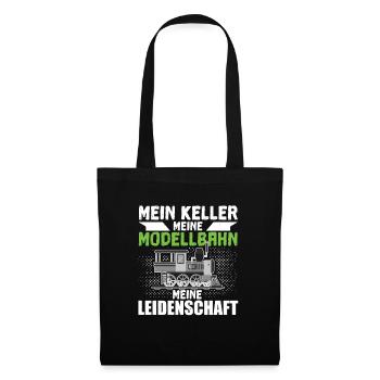 Mein Keller Meine Modellbahn Meine Leidenschaft - Stoffbeutel - Schwarz - Vorne