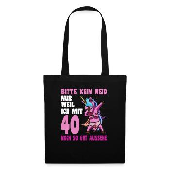 40. Geburtstag 40 Jahre dabbing Einhorn Geschenk - Stoffbeutel - Schwarz - Vorne