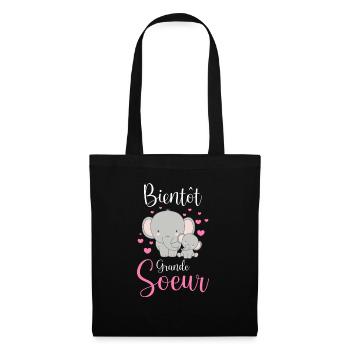 Enfant Future Grande Soeur Bientôt Grande Soeur - Sac en tissu - noir - Devant