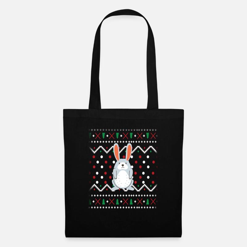 Hase Ugly Christmas - Stoffbeutel - Schwarz