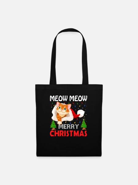 WEIHNACHTEN - MEOW MEOW MERRY CHRISTMAS KATZE - Stoffbeutel - Schwarz