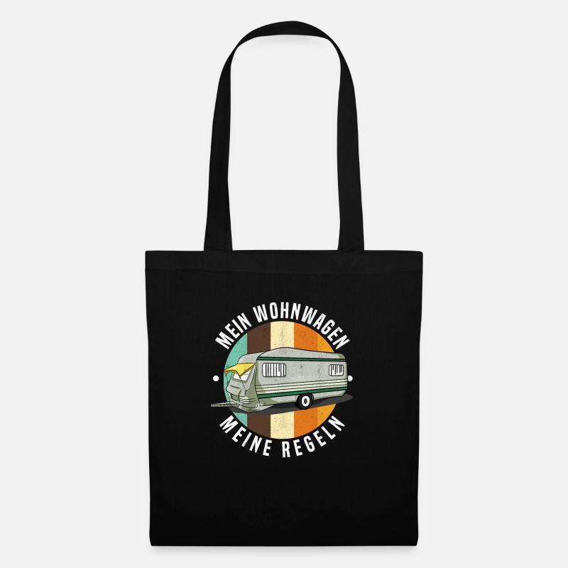 Mein Wohnwagen Retro Campen Camping Chef - Stoffbeutel - Schwarz