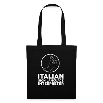 Italienischer Gebärdensprachdolmetscher - taub und - Stoffbeutel - Schwarz - Vorne