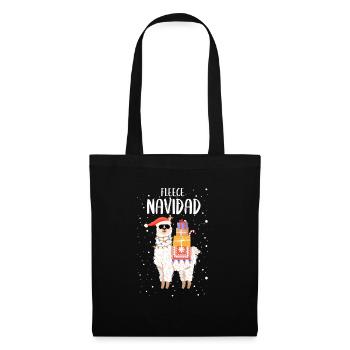 Fleece Feliz Navidad Lama Weihnachten Nette - Stoffbeutel - Schwarz - Vorne