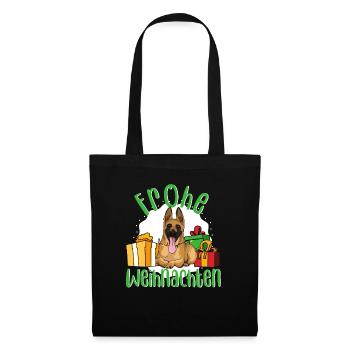 Belgian Malinois Frohe Weihnachten Ugly Sweater - Stoffbeutel - Schwarz - Vorne