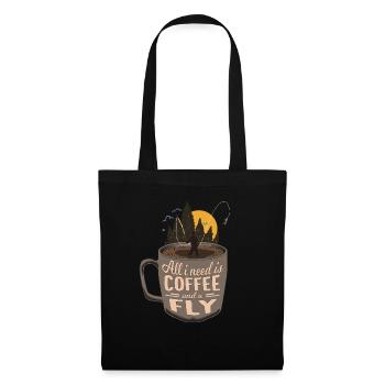 Cartoon Coffee &Fly Fishing Lover Poison - Sac en tissu - noir - Devant