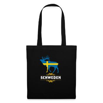 Sweden Urlaub Elch Ich liebe Schweden - Stoffbeutel - Schwarz - Vorne