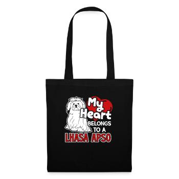 Mein Herz gehört zu einem Lhasa Apso Shirt - Stoffbeutel - Schwarz - Vorne
