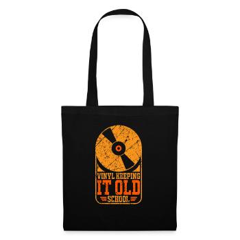 Disque vinyle old school avec platine vinyle - Sac en tissu - noir - Devant